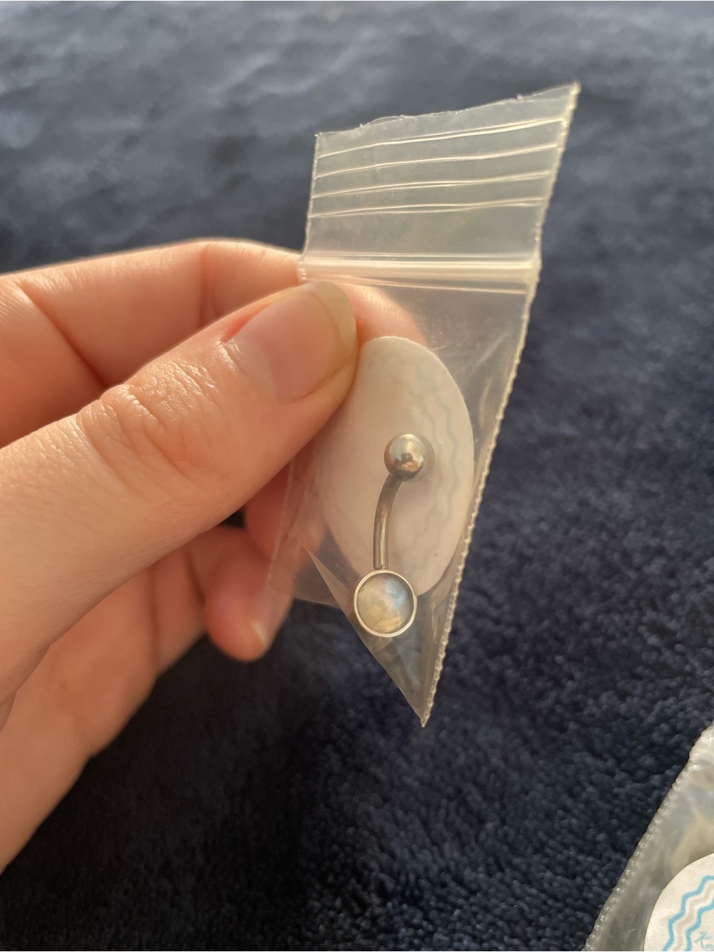 Silver Belly Button Ring with Moon Stone